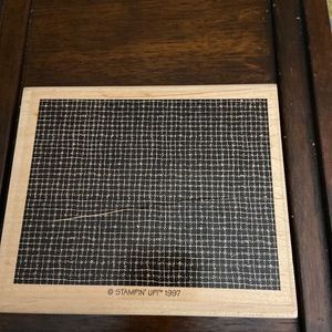 Stampin Up Country Plaid 1997 XL Large Background Wooden Rubber Stamp.